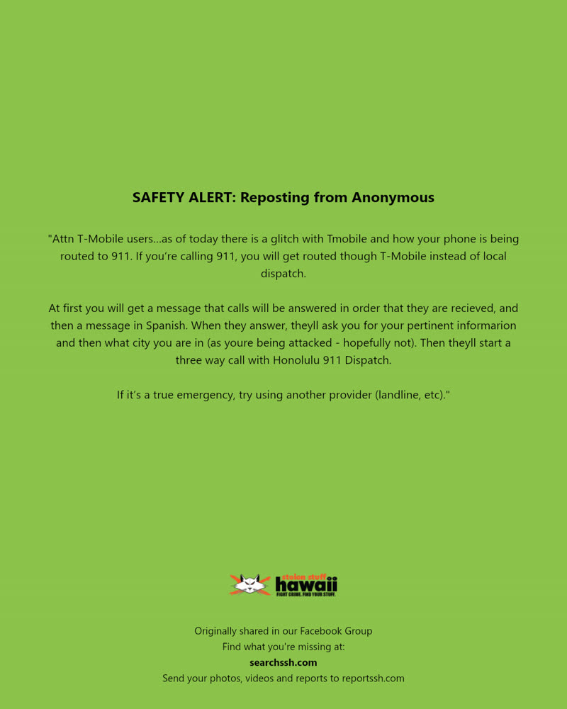 SAFETY ALERT - Hawaii | SSH Search