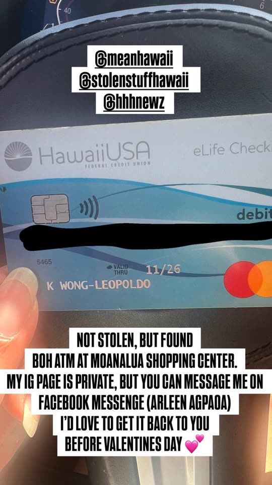 FOUND ITEM - Moanalua Shopping Center, Honolulu, Oahu | SSH Search