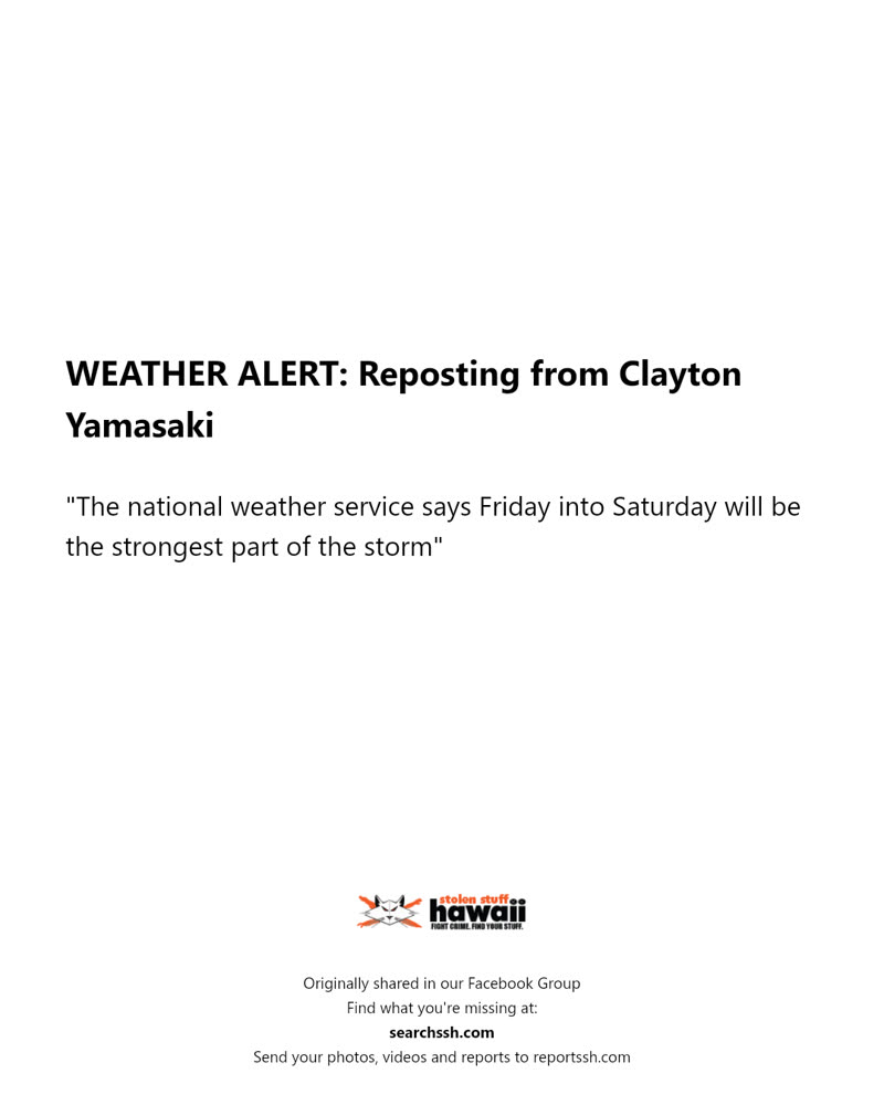 WEATHER ALERT - Hawaii | SSH Search
