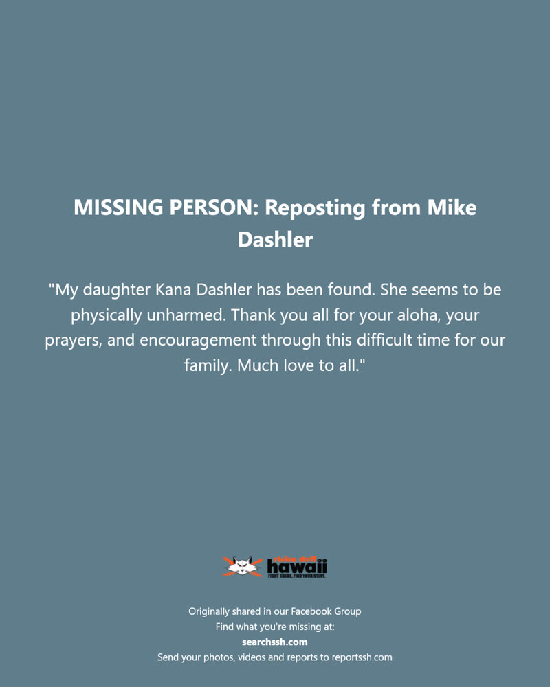 MISSING PERSON - Hawaii | SSH Search