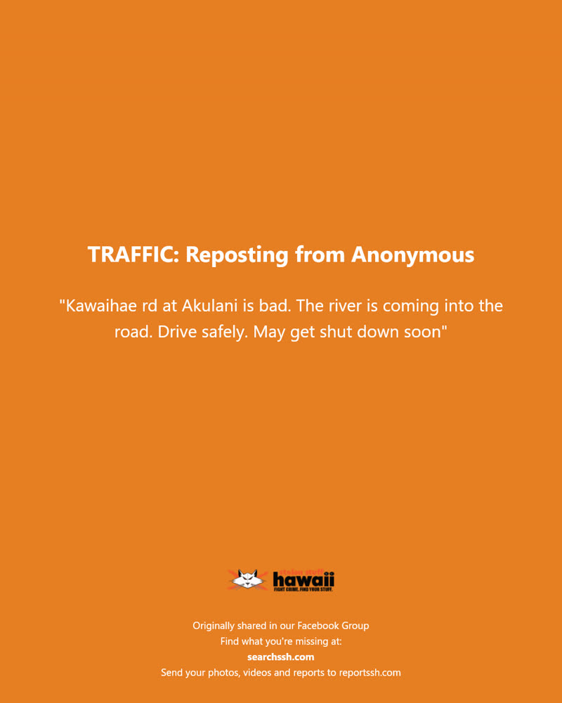 TRAFFIC - Kawaihae Road at Akulani | SSH Search