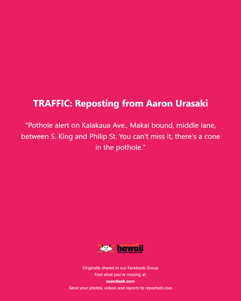 TRAFFIC - Kalakaua Avenue, Honolulu, Oahu | SSH Search