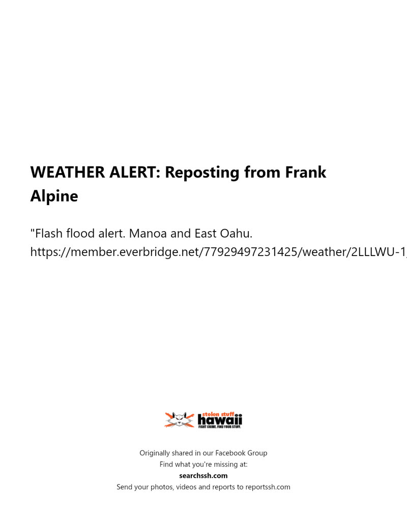 WEATHER ALERT - Hawaii | SSH Search