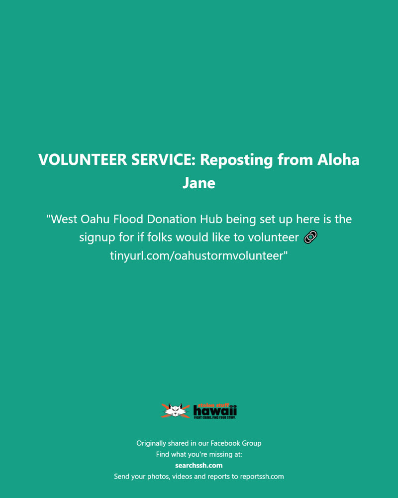 VOLUNTEER SERVICE - Hawaii | SSH Search