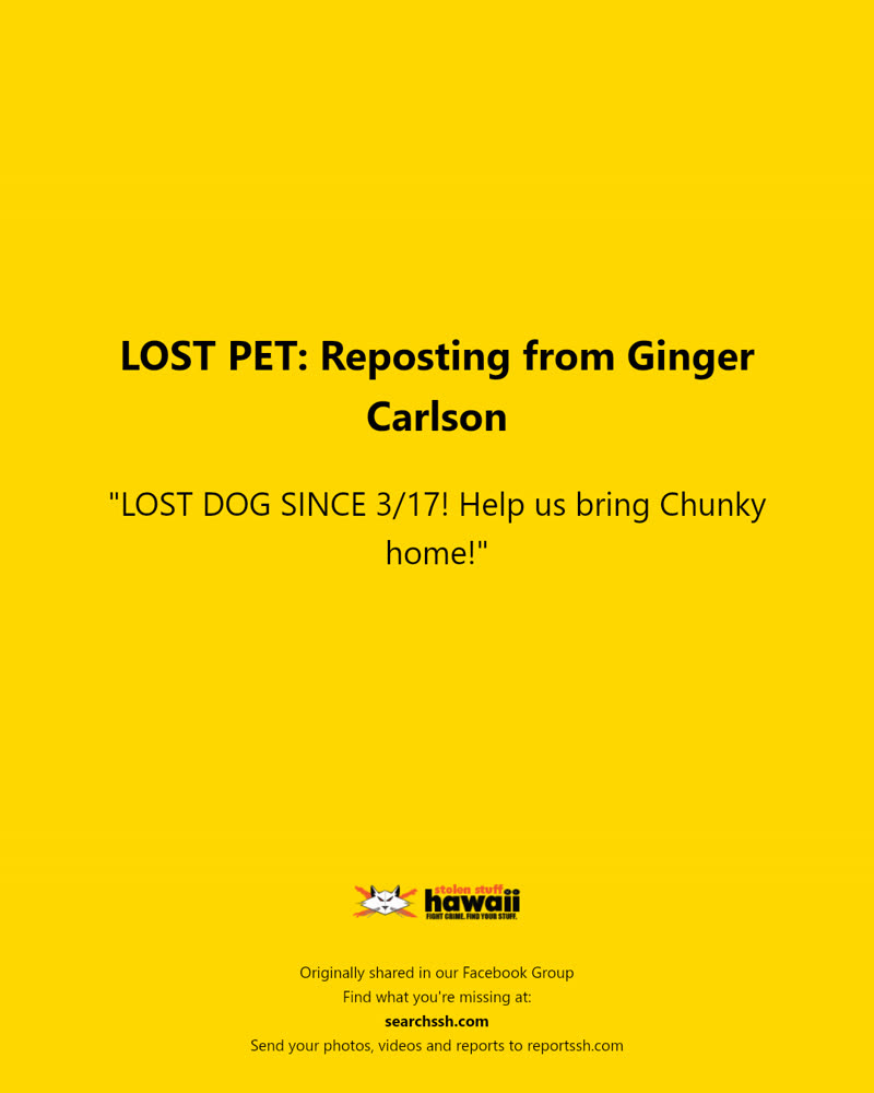 LOST PET - Hawaii | SSH Search