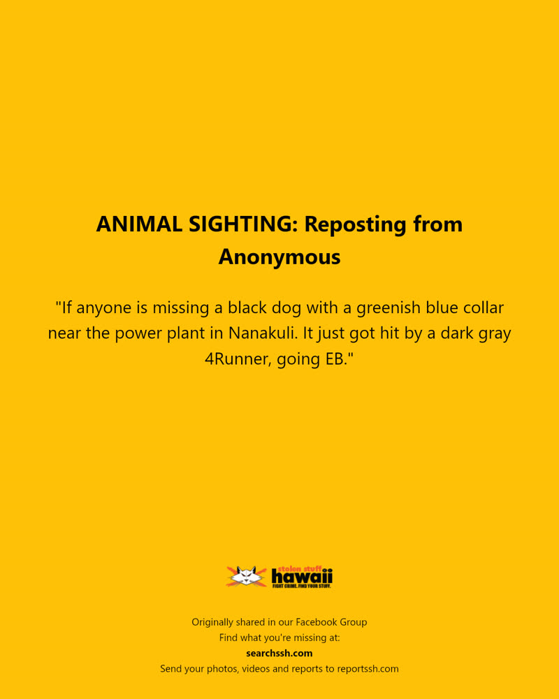 ANIMAL SIGHTING - Nanakuli Power Plant, Nanakuli, Oahu | SSH Search
