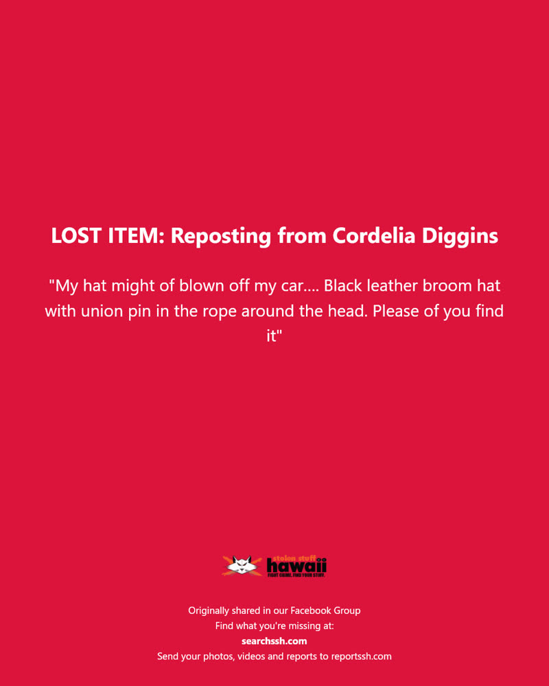 LOST ITEM - Hawaii | SSH Search