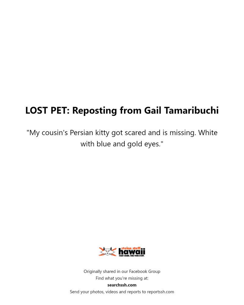 LOST PET - Hawaii | SSH Search