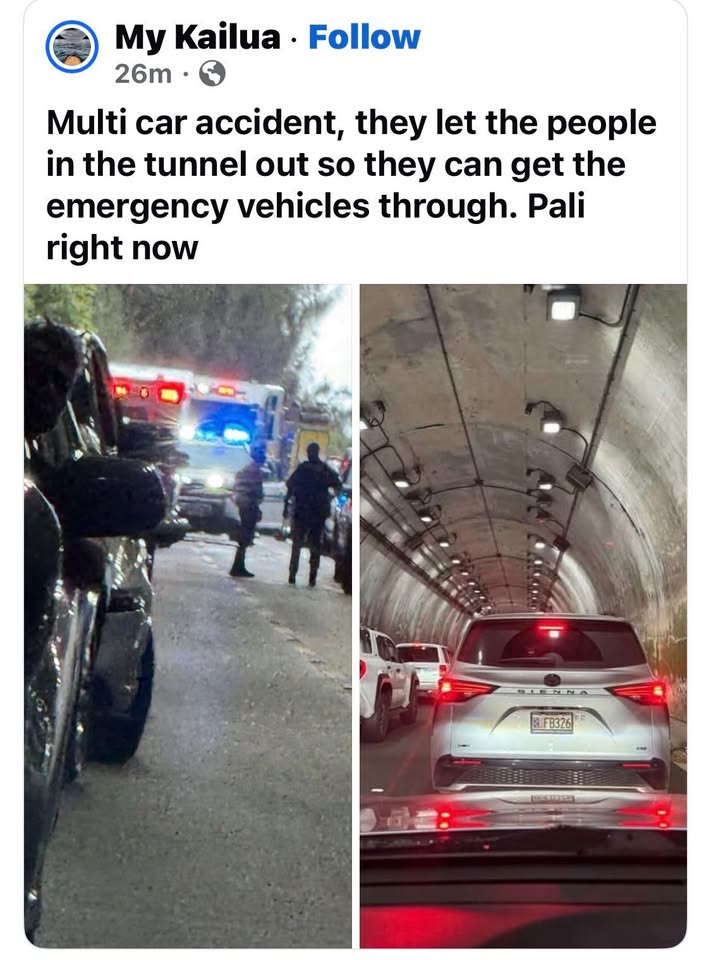 TRAFFIC INCIDENT - Pali Highway, Tunnels area | SSH Search