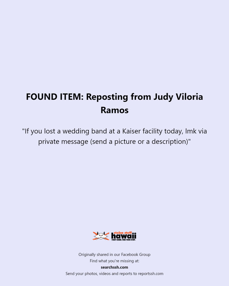 FOUND ITEM - Hawaii | SSH Search