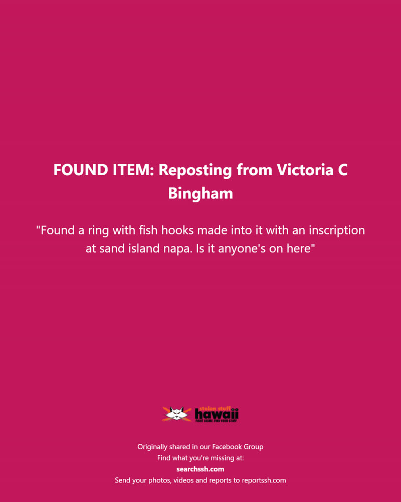 FOUND ITEM - Sand Island NAPA, Honolulu, Oahu | SSH Search