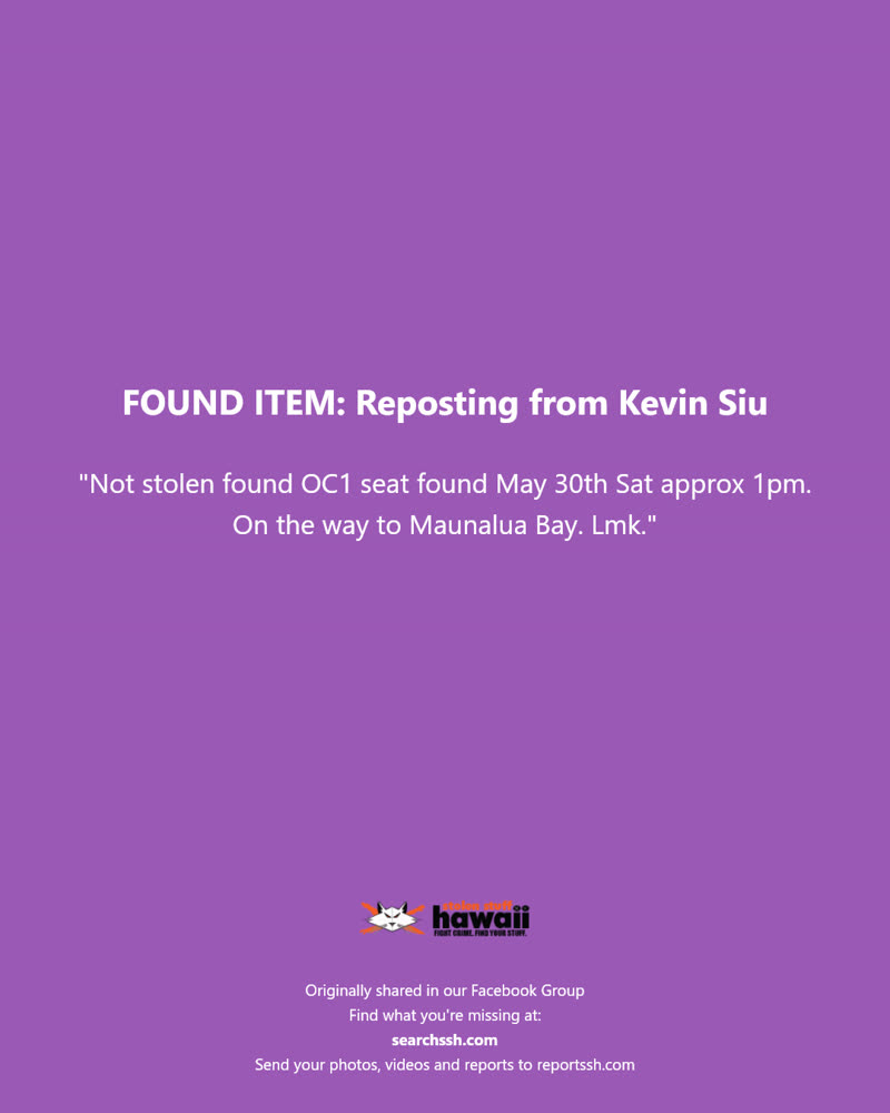 FOUND ITEM - Maunalua Bay | SSH Search