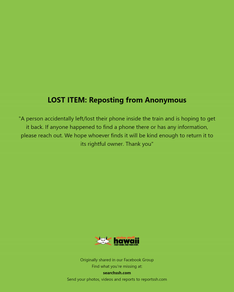 LOST ITEM - Hawaii | SSH Search