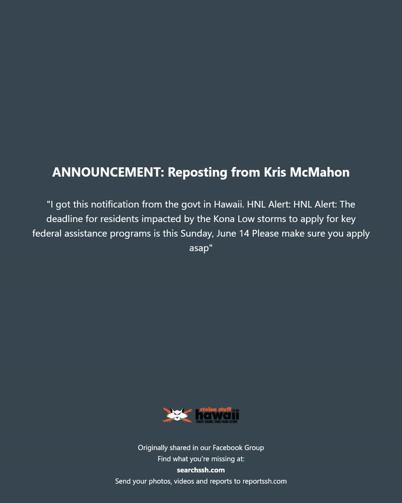 ANNOUNCEMENT - Hawaii | SSH Search