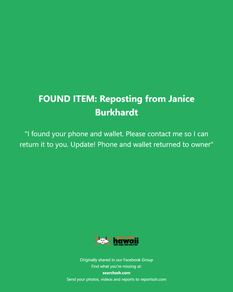 FOUND ITEM - Hawaii | SSH Search
