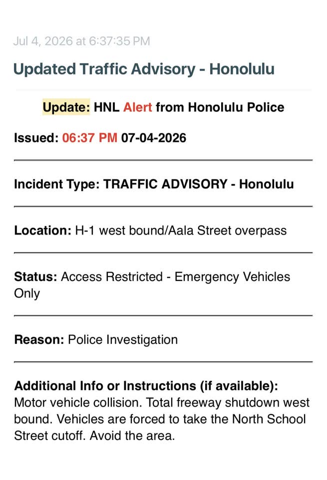 TRAFFIC - Aala Street overpass, Honolulu, Oahu | SSH Search