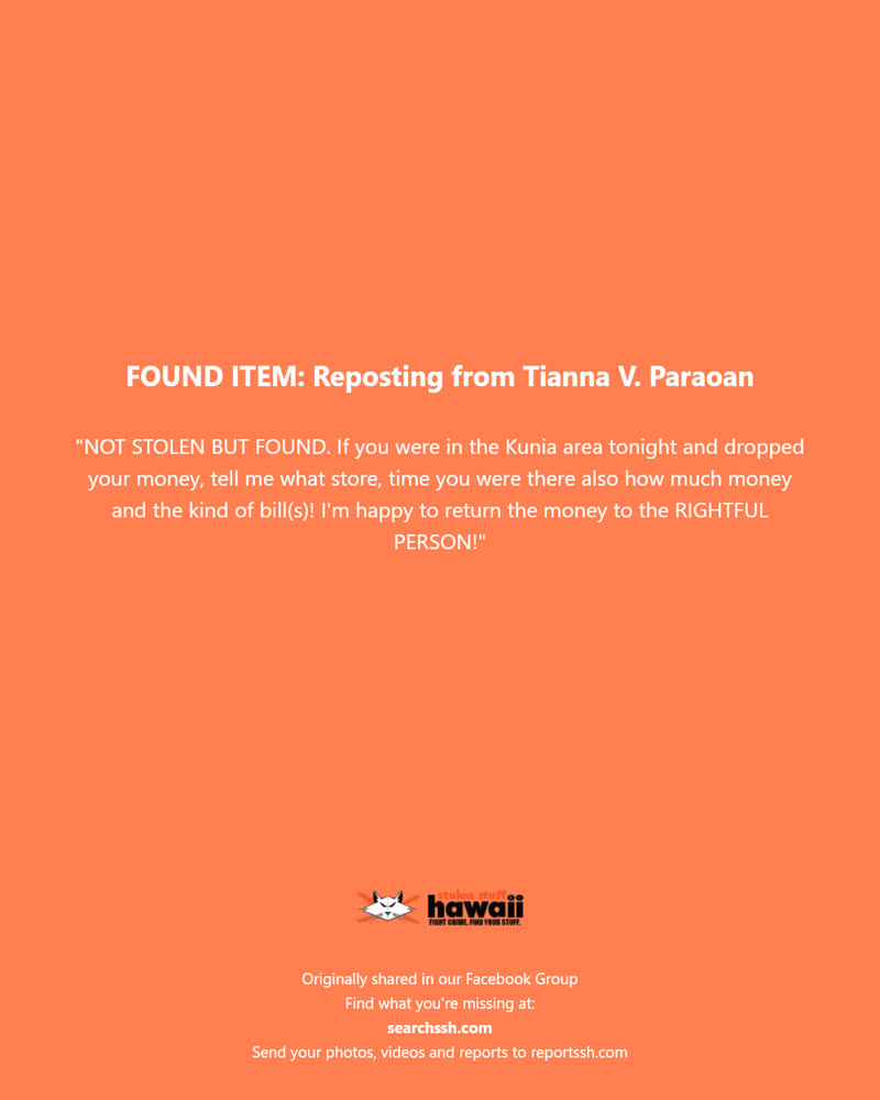 FOUND ITEM - Kunia, Oahu | SSH Search