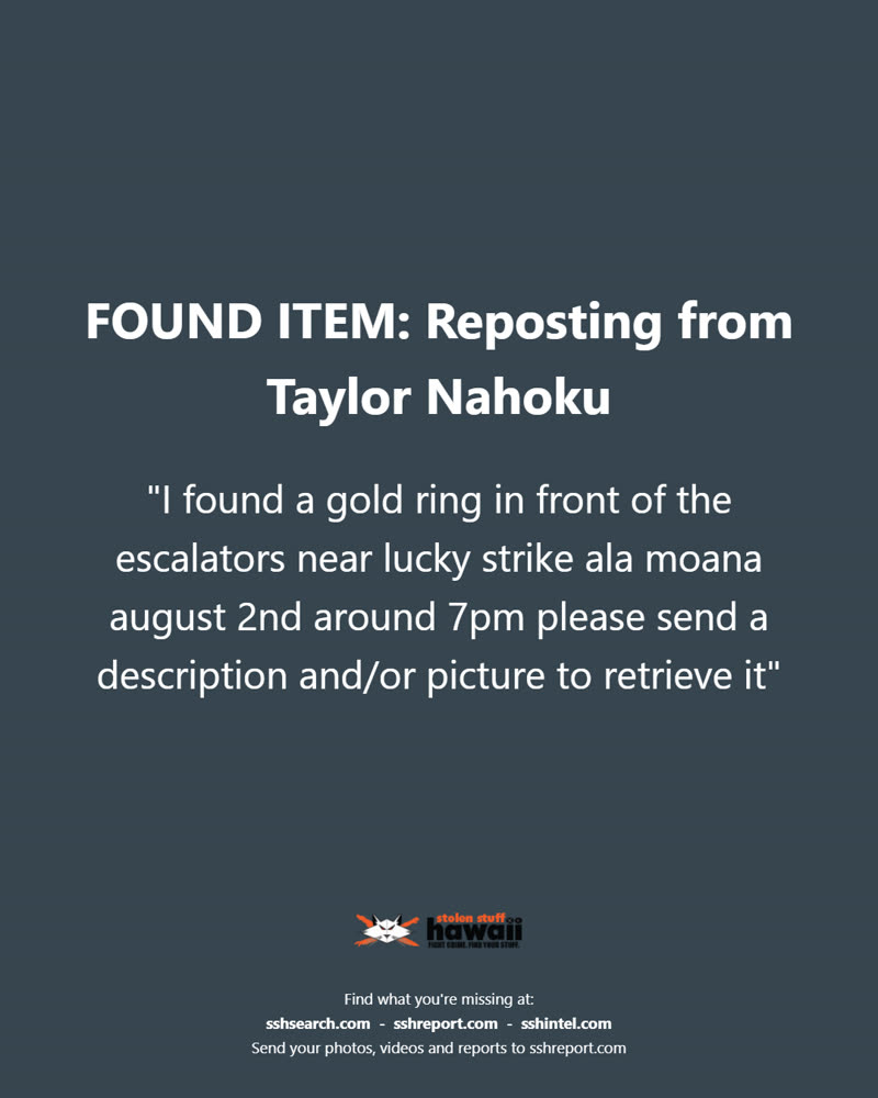 FOUND ITEM - Lucky Strike, Ala Moana Center, Honolulu, Oahu | SSH Search