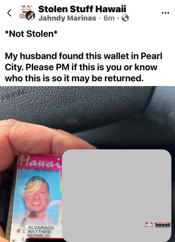 FOUND ITEM - Pearl City, HI | SSH Search