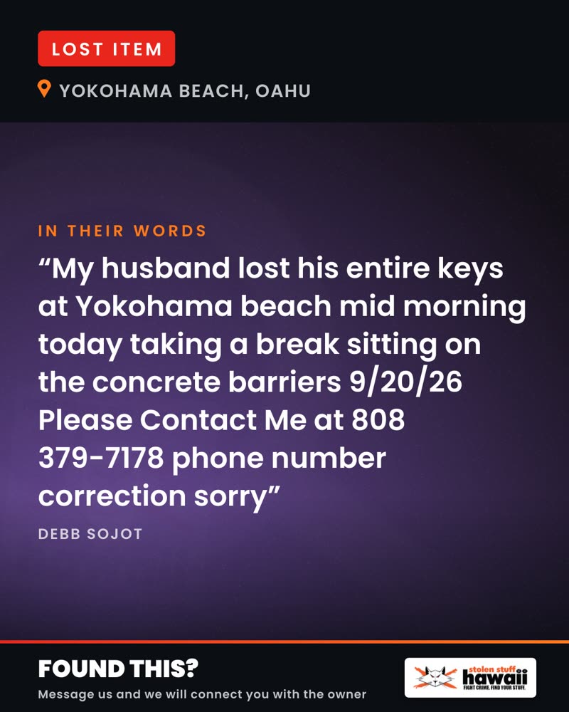 LOST ITEM - Yokohama Beach, Oahu | SSH Search