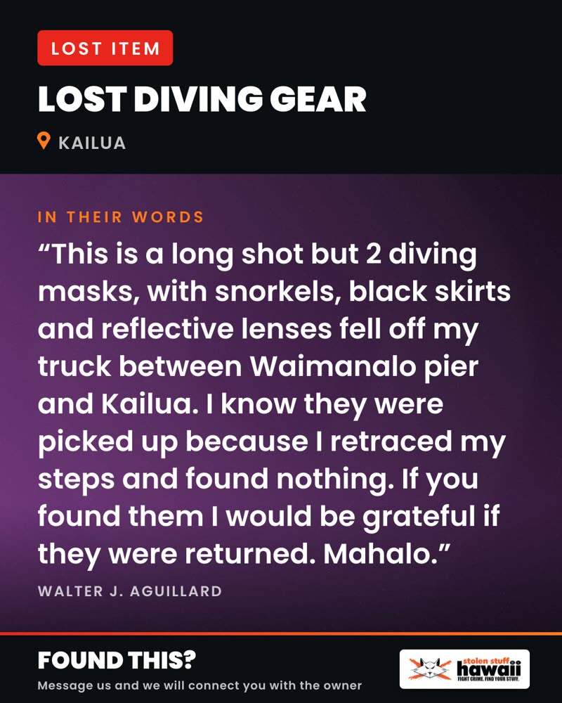 LOST ITEM - Waimanalo Pier to Kailua, Oahu | SSH Search