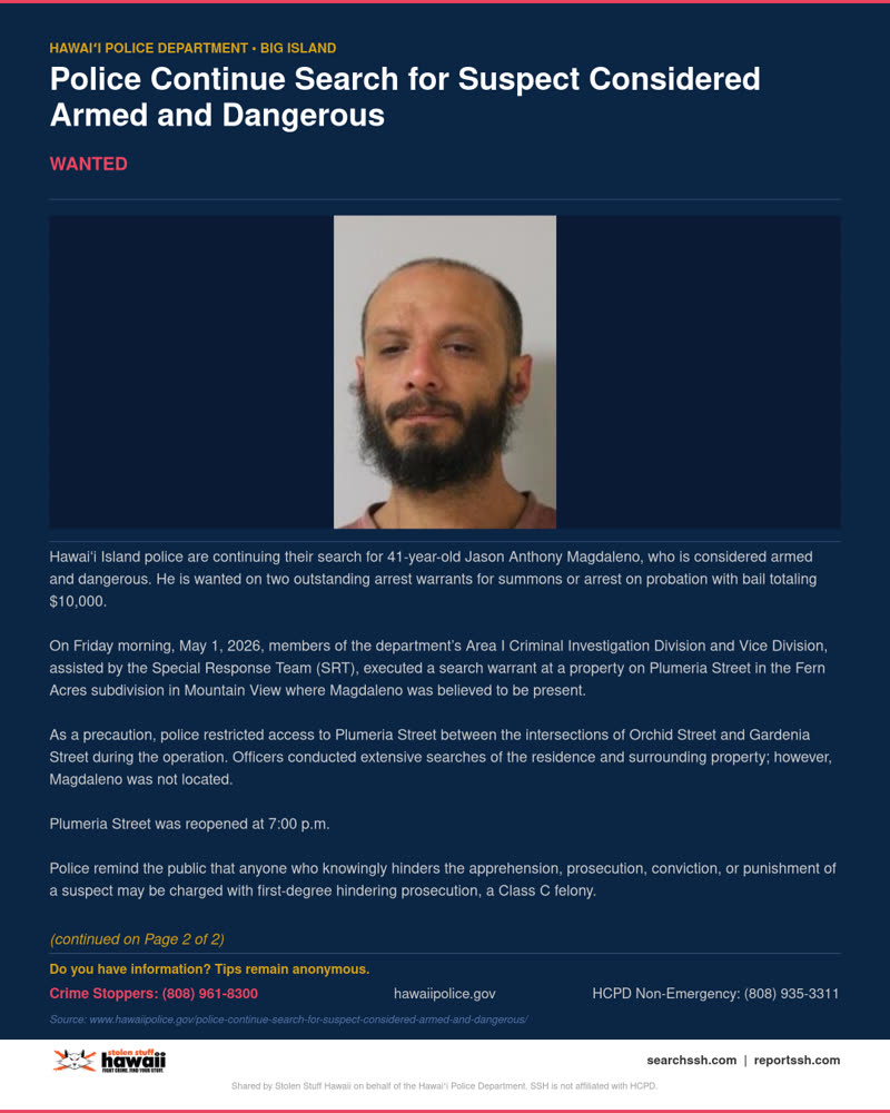 WANTED - Hawaii County | SSH Search