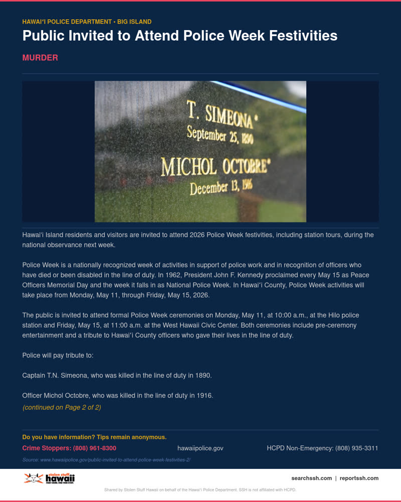 MURDER - Hawaii County | SSH Search