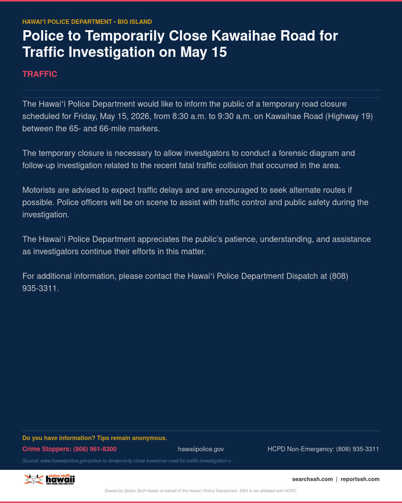 TRAFFIC - Hawaii County | SSH Search