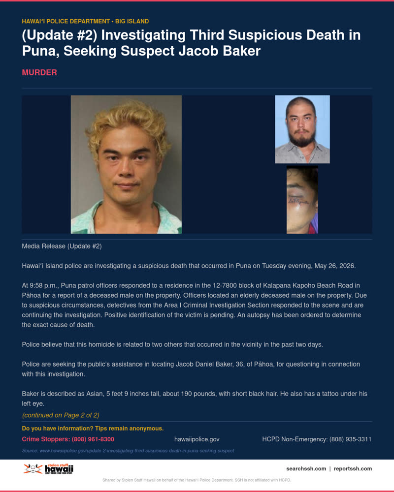 MURDER - Hawaii County | SSH Search