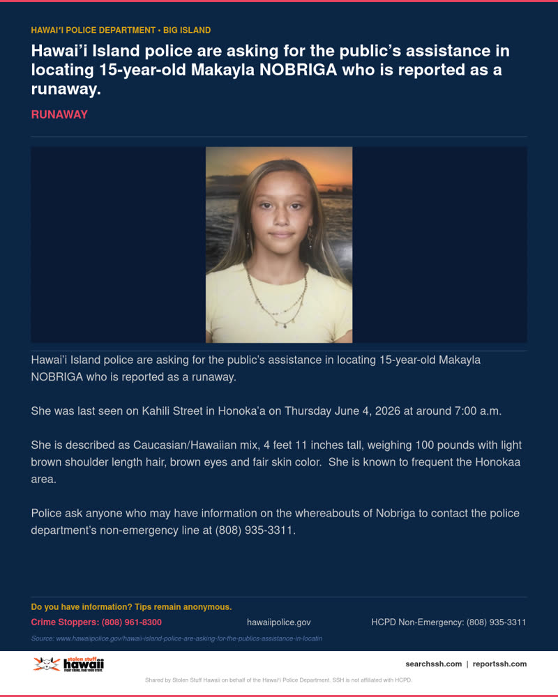 RUNAWAY - Hawaii County | SSH Search