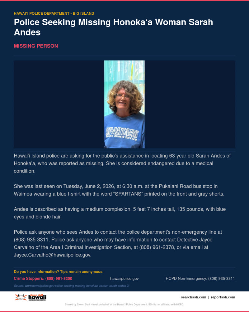 MISSING PERSON - Hawaii County | SSH Search