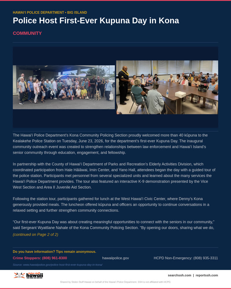 HCPD OFFICIAL - Hawaii County | SSH Search