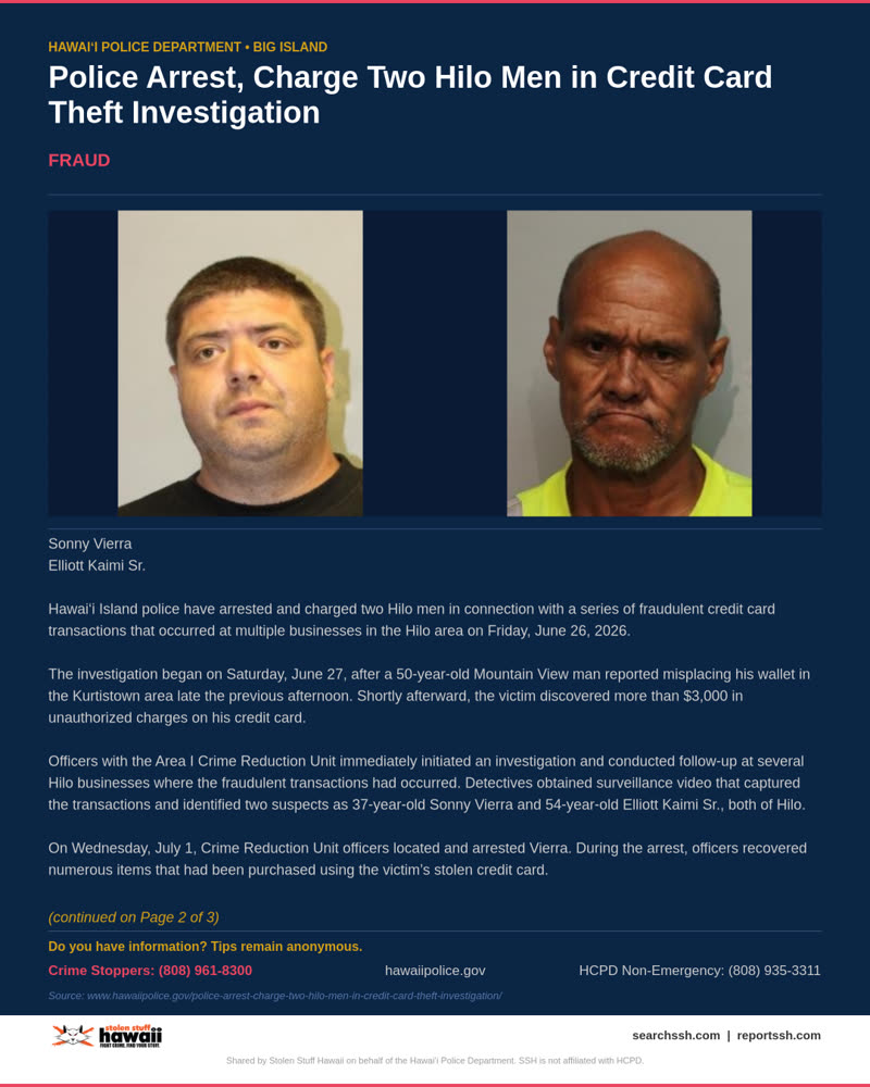 HCPD OFFICIAL - Hawaii County | SSH Search