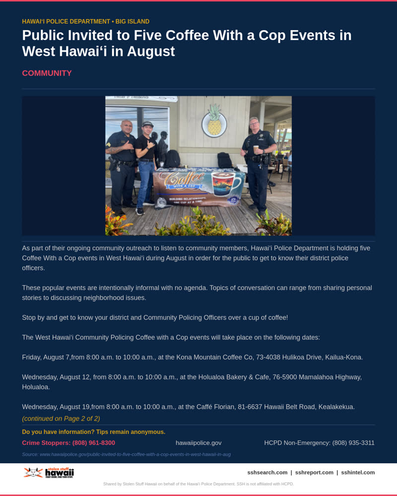HCPD OFFICIAL - Hawaii County | SSH Search