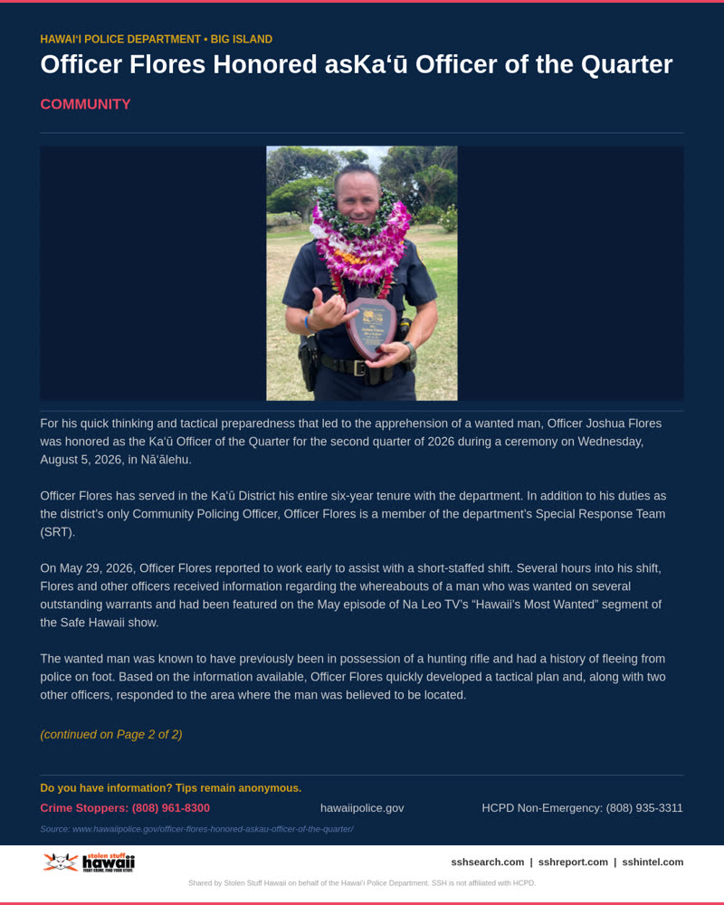 HCPD OFFICIAL - Hawaii County | SSH Search