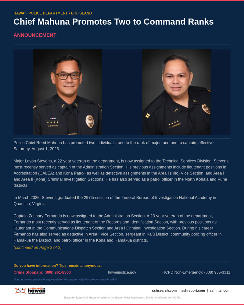 HCPD OFFICIAL - Hawaii County | SSH Search