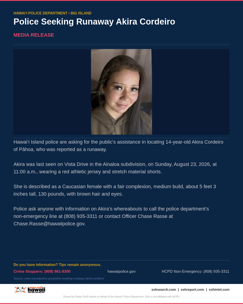 HCPD OFFICIAL - Hawaii County | SSH Search