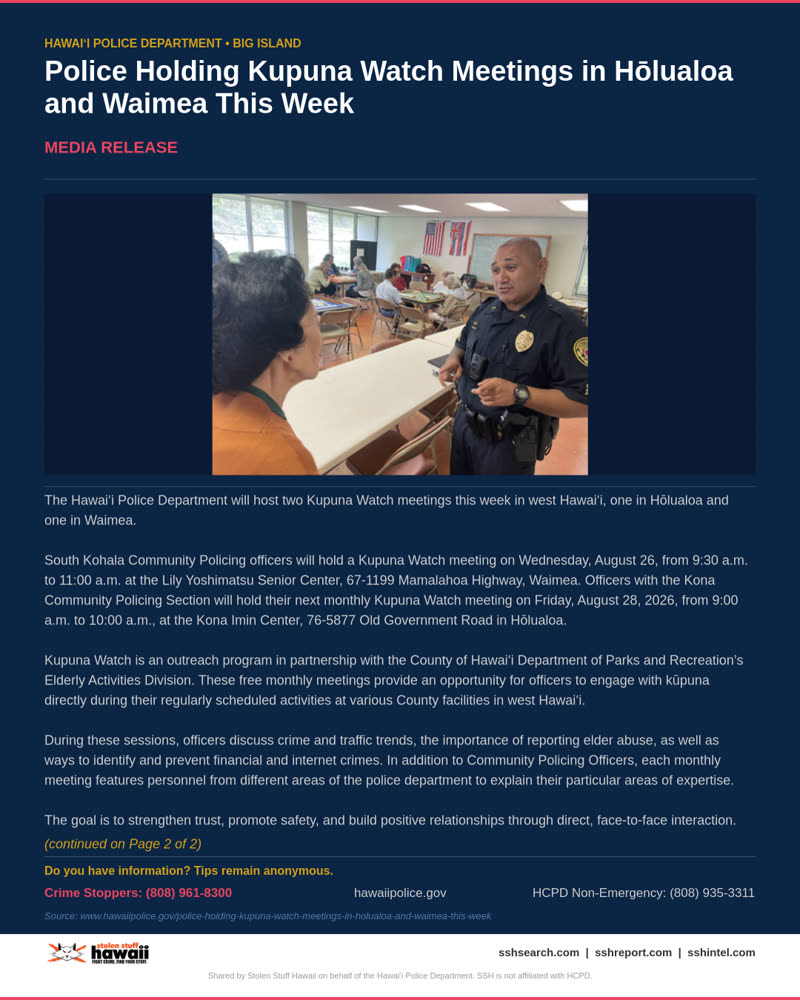 HCPD OFFICIAL - Hawaii County | SSH Search