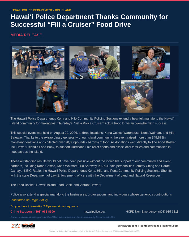 HCPD OFFICIAL - Hawaii County | SSH Search