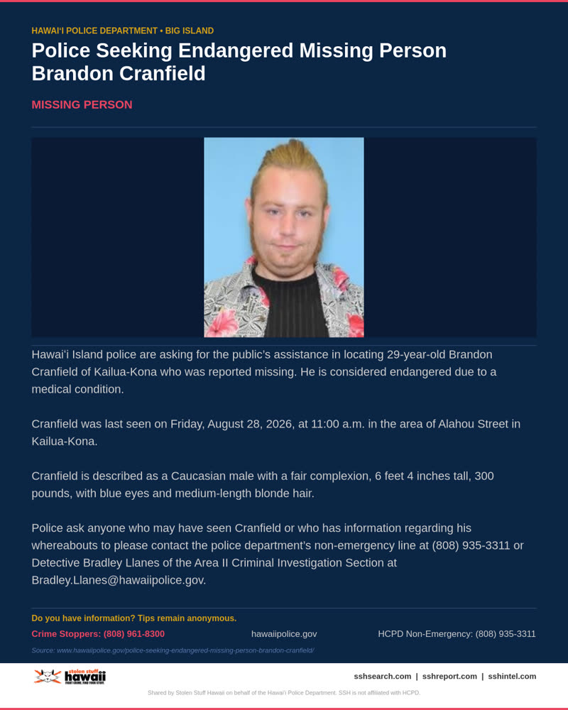 HCPD OFFICIAL - Hawaii County | SSH Search