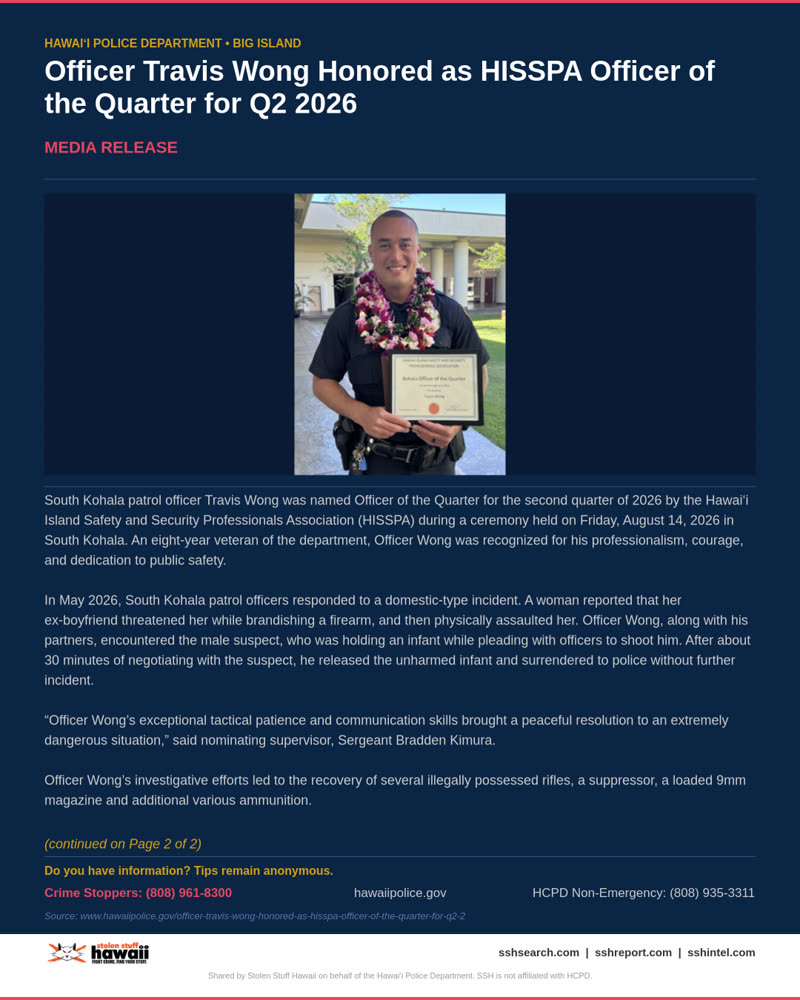 HCPD OFFICIAL - Hawaii County | SSH Search