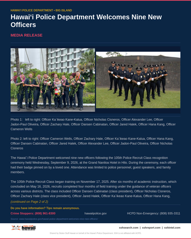 HCPD OFFICIAL - Hawaii County | SSH Search