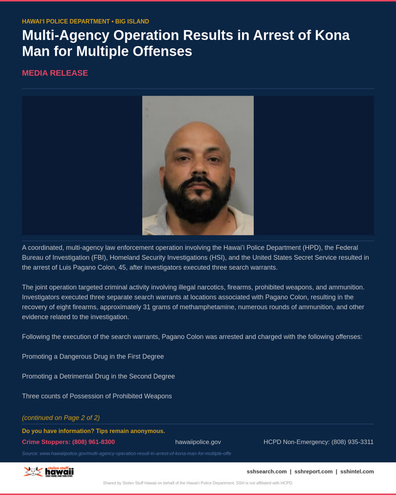 HCPD OFFICIAL - Hawaii County | SSH Search
