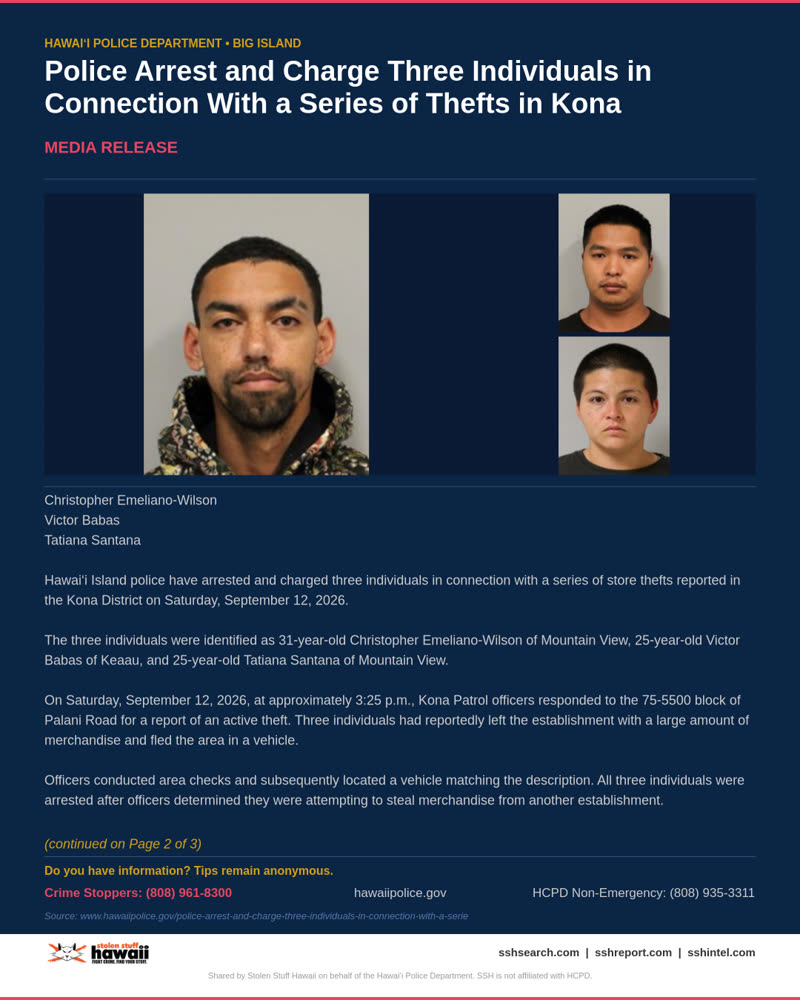 HCPD OFFICIAL - Hawaii County | SSH Search
