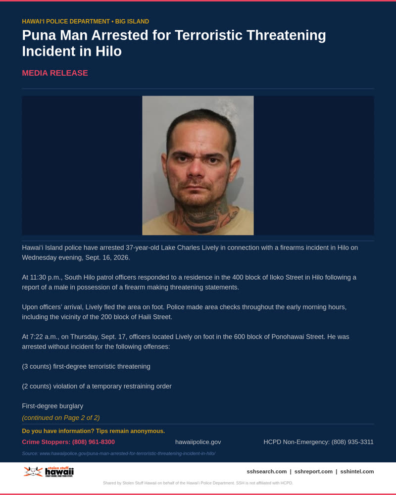 HCPD OFFICIAL - Hawaii County | SSH Search