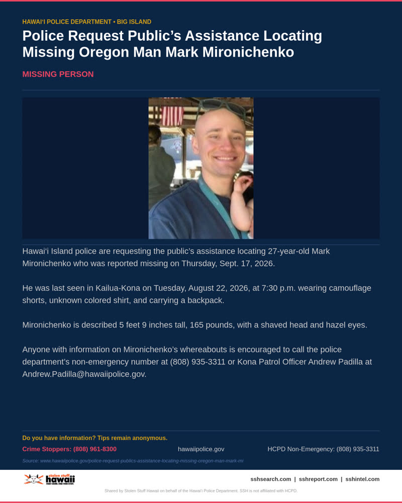 HCPD OFFICIAL - Hawaii County | SSH Search
