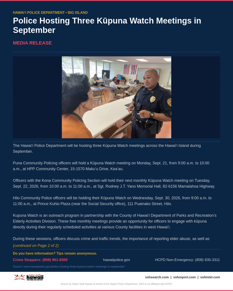 HCPD OFFICIAL - Hawaii County | SSH Search