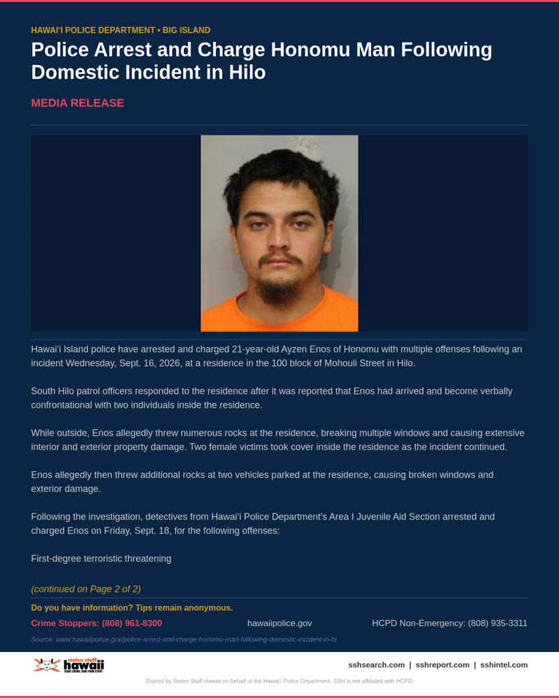 HCPD OFFICIAL - Hawaii County | SSH Search