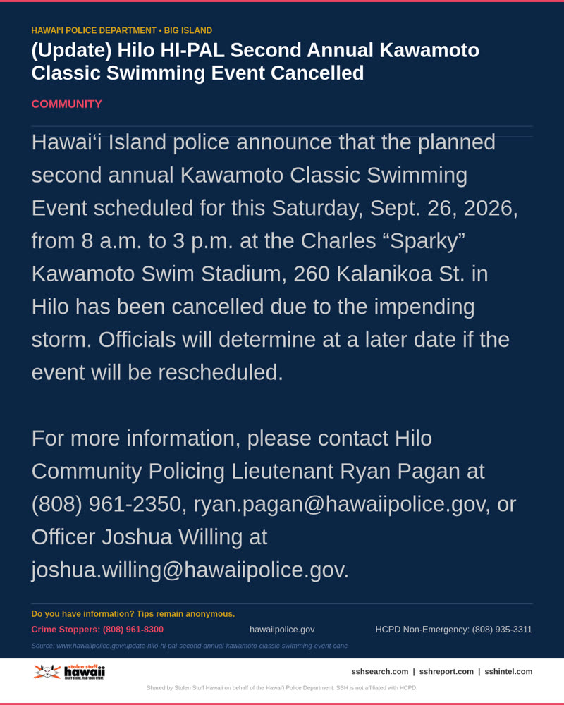 HCPD OFFICIAL - Hawaii County | SSH Search