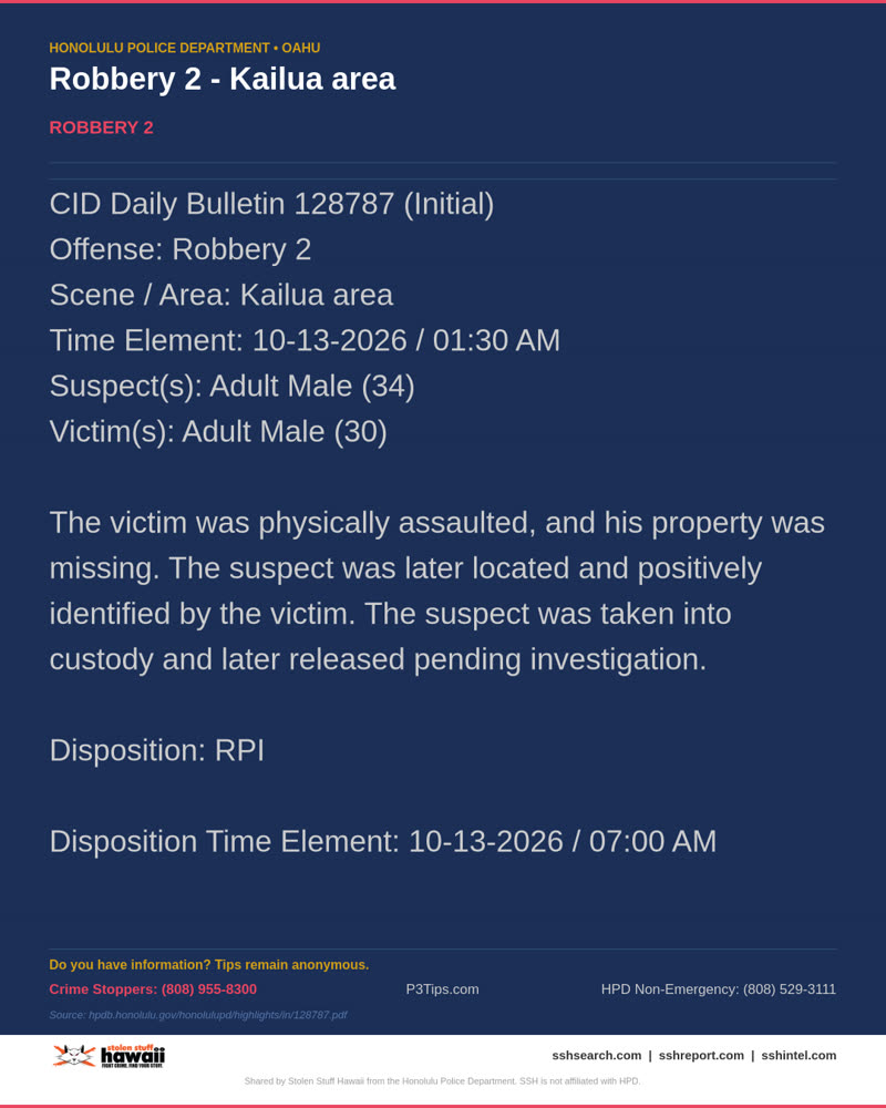 HPD OFFICIAL - Kailua area | SSH Search